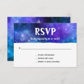 ブルーエレガントパープル銀河系こうもりバー(ユダヤ教の)バル・ミツバー 出欠カード (正面/裏面)