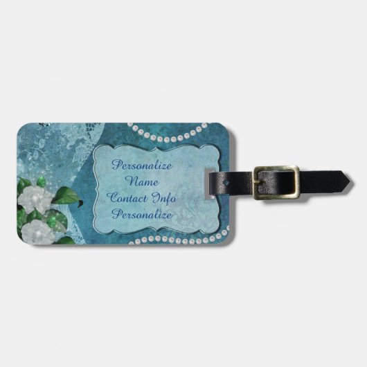 ブルーエレガントパールロマンチック荷物 ラゲッジタグ (正面横)