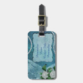 ブルーエレガントパールロマンチック荷物 ラゲッジタグ (正面縦)