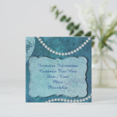 ブルーエレガントパール招待状&アナウンスメントカード 招待状 (スタンド正面)