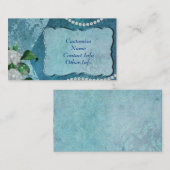 ブルーエレガントパール&レースヴィンテージパーソナライズされた 名刺 (正面/裏面)