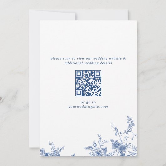 ブルーエレガントビクトリアンフローラブライダルルンチョン 招待状 (裏面)