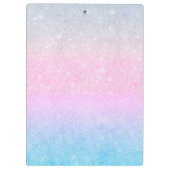 ブルーエレガントピンクシルバーグリッターデザイン クリップボード (裏面)
