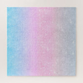 ブルーエレガントピンクシルバーグリッターデザイン ジグソーパズル (横)