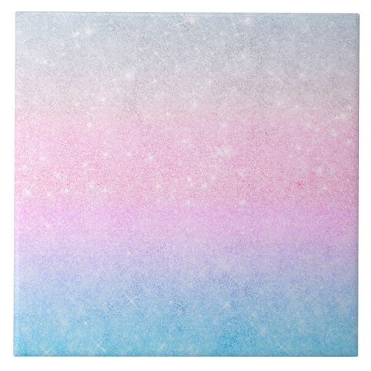ブルーエレガントピンクシルバーグリッターデザイン タイル (正面)