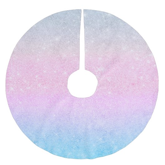 ブルーエレガントピンクシルバーグリッターデザイン ブラッシュドポリエステルツリースカート (正面)