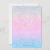 ブルーエレガントピンクシルバーグリッターデザイン 招待状 (裏面)