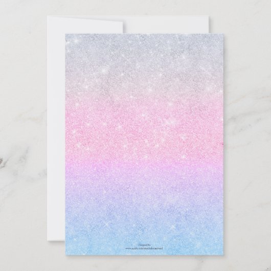 ブルーエレガントピンクシルバーグリッターデザイン 招待状 (裏面)