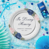 ブルーエレガントピンクフローラ追悼式 ペーパープレート (パーティー)