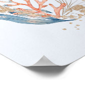 ブルーエレガントピンク&金ゴールドコーラル海をテーマにした海 ポスター (角)