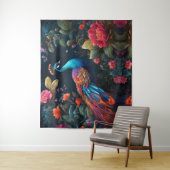 ブルーエレガントピーコックインカラフルガーデン タペストリー (インサイチュ)