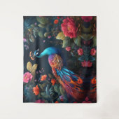 ブルーエレガントピーコックインカラフルガーデン タペストリー (正面)