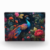 ブルーエレガントピーコックインカラフルガーデン フォトブロック (正面)