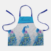 ブルーエレガントピーコックウォーターカラーアートガールズエプロン エプロン (正面)