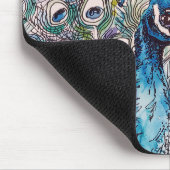 ブルーエレガントピーコックウォーターカラーアート誕生日 マウスパッド (コーナー)