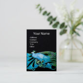 ブルーエレガントピーコックファッションジュエルブラック紙 名刺 (スタンド正面)