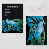 ブルーエレガントピーコックファッションジュエルブラック紙 名刺 (正面/裏面)