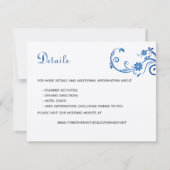 ブルーエレガントピーコック結婚の詳細カード 出欠カード (正面)