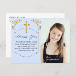 ブルーエレガントピーチフローラ確認ありがとう ポストカード