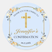 ブルーエレガントピーチフローラ確認ありがとう ラウンドシール (正面)