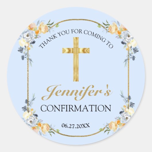 ブルーエレガントピーチフローラ確認ありがとう ラウンドシール (正面)