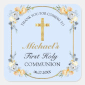 ブルーエレガントピーチフローラ聖体拝領 スクエアシール (正面)