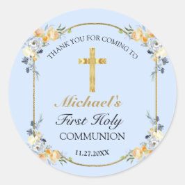 ブルーエレガントピーチフローラ聖体拝領 ラウンドシール