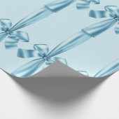 ブルーエレガントフェイクサテンリボンボウラッピング紙 ラッピングペーパー (角)