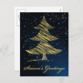 ブルーエレガントフェスティバルクリスマスグリーティングポストカード シーズンポストカード (正面/裏面)