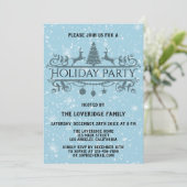 ブルーエレガントフェスティバルクリスマスホリデーパーティースノー 招待状 (スタンド正面)