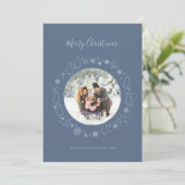 ブルーエレガントフォトハンドラウンリースホリデーカード シーズンカード (スタンド正面)