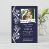 ブルーエレガントフォト卒業パーティー招待状 招待状 (スタンド正面)