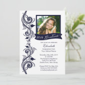 ブルーエレガントフォト卒業パーティー招待状 招待状 (スタンド正面)