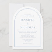 ブルーエレガントフォーマルタイポグラフィアーチ 招待状 (正面)