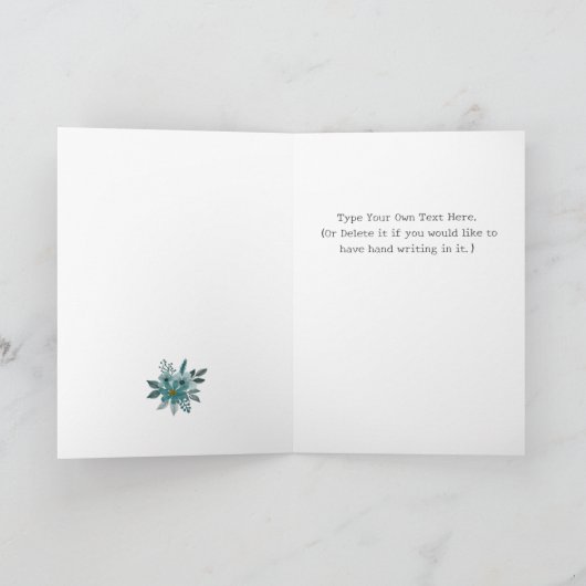 ブルーエレガントフラワーウェルカムニューホームスイートホーム カード (内部)