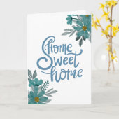 ブルーエレガントフラワーウェルカムニューホームスイートホーム カード (黄色い花)