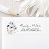 ブルーエレガントフラワーブーケフローラ差出人住所 ラベル (インサイチュ)