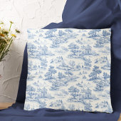 ブルーエレガントフランスのトワルドジュイデザインヴィンテージ クッション