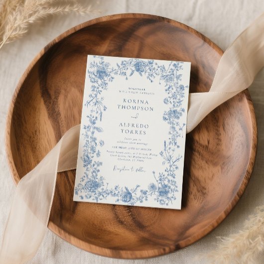 ブルーエレガントフランスのトワールチノ結婚イセリ 招待状