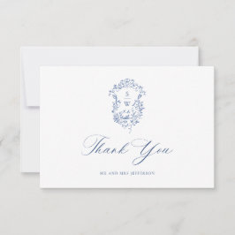 ブルーエレガントフランスのバラガーデン結婚フローラ サンキューカード