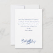 ブルーエレガントフランスのバラガーデン結婚フローラ サンキューカード (裏面)