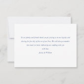 ブルーエレガントフランスのバラガーデン結婚フローラ サンキューカード (裏面)