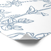 ブルーエレガントフランスのフローラブライダルシャワーへようこそ ポスター (角)