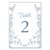 ブルーエレガントフランスのフローラブライダルシャワーフラット テーブルナンバー (正面)