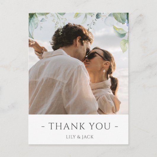 ブルーエレガントフローラあじさい結婚さんありがとう ポストカード (正面)