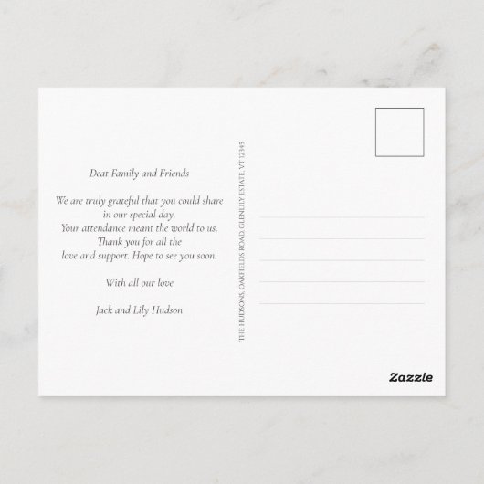 ブルーエレガントフローラあじさい結婚さんありがとう ポストカード (裏面)