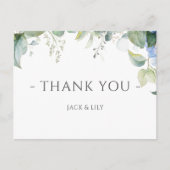 ブルーエレガントフローラあじさい結婚さんありがとう ポストカード (正面)