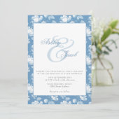 ブルーエレガントフローラアンパサンド結婚式招待状 招待状 (スタンド正面)