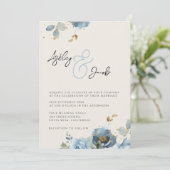 ブルーエレガントフローラアンパサンド結婚式招待状 招待状 (スタンド正面)
