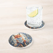 ブルーエレガントフローラウィリアムモリスインスパイアキツネ コースター (側面)